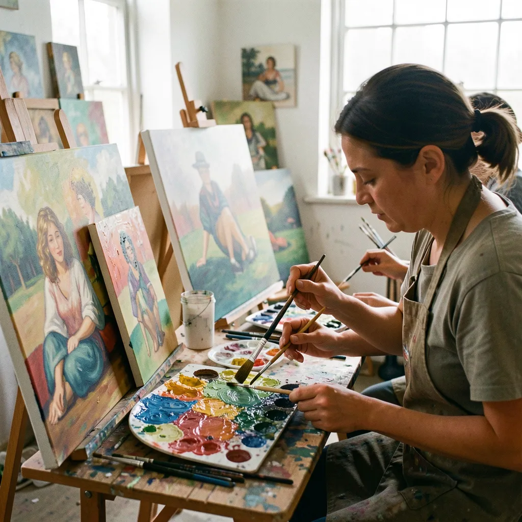 Art studio environment with students and instructor