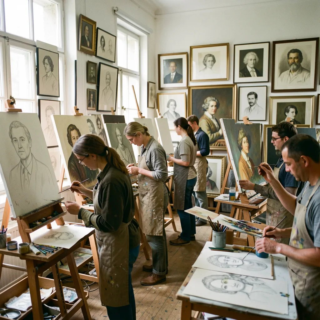 Detailed view of painting technique demonstration