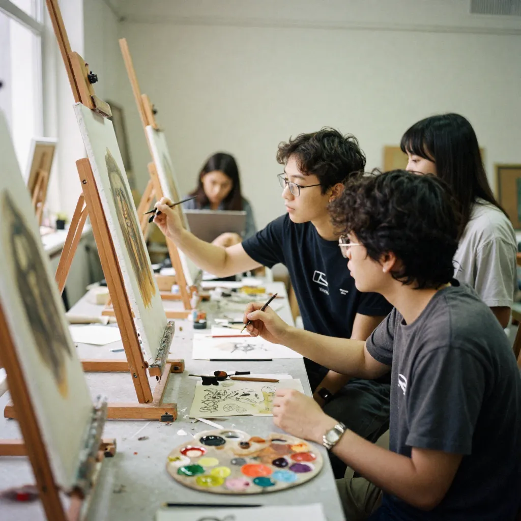 Color palette showing organized pigment arrangement